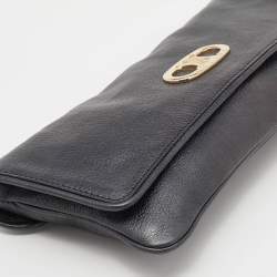 Pre Owned Celine Black Leather Flap Clutch