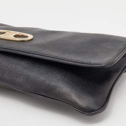 Pre Owned Celine Black Leather Flap Clutch