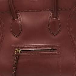 Pre Owned Celine Maroon Leather Medium Phantom Luggage Tote 