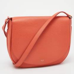 Celine Orange Leather Trotteur Messenger Bag