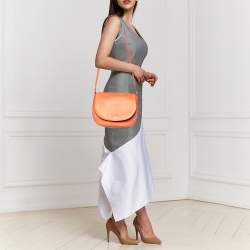 Celine Orange Leather Trotteur Messenger Bag