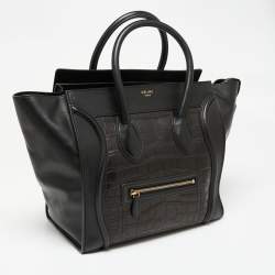 مملوكة مسبقًا حقيبة يد توتس لاغيدج جلد تمساح أسود صغيرة