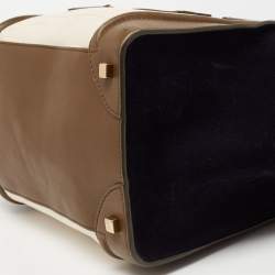 Pre Owned Celine Tri Color Leather and Suede Mini Luggage Tote