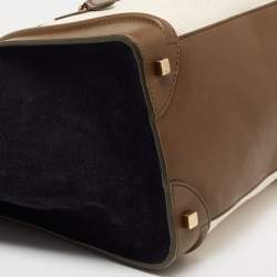 Pre Owned Celine Tri Color Leather and Suede Mini Luggage Tote