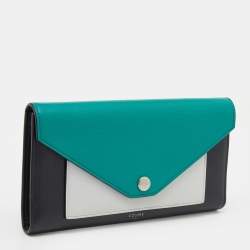 Pre Owned Celine Tri Color Leather Envelope Flap Wallet
