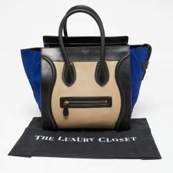 Pre Owned Celine Tri Color Leather and Suede Mini Luggage Tote