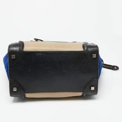 Pre Owned Celine Tri Color Leather and Suede Mini Luggage Tote