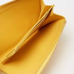Pre Owned Celine Yellow Leather Half Zip Multifunction Wallet