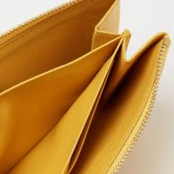 Pre Owned Celine Yellow Leather Half Zip Multifunction Wallet