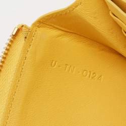 Pre Owned Celine Yellow Leather Half Zip Multifunction Wallet