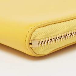 Pre Owned Celine Yellow Leather Half Zip Multifunction Wallet