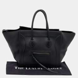 Pre Owned Celine Black Leather Small Phantom Luggage Tote