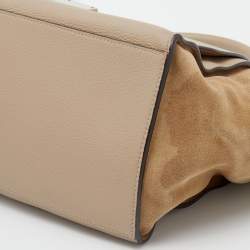 Pre Owned Celine Beige Leather and Suede Medium Trapeze Top Handle Bag