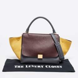 Pre Owned Celine Tri Color Leather and Suede Medium Trapeze Bag