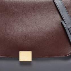 Pre Owned Celine Tri Color Leather and Suede Medium Trapeze Bag