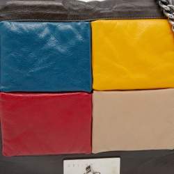 Pre Owned Celine Multicolor Leather Color Block Flap Top Handle Bag