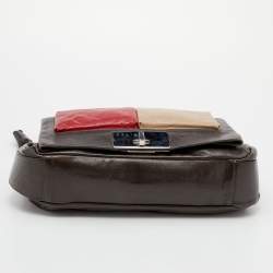 Pre Owned Celine Multicolor Leather Color Block Flap Top Handle Bag