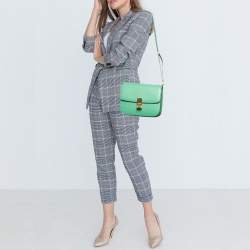 مملوكة مسبقًا حقيبة كتف سيلين كلاسيك بوكس جلد أخضر متوسطة