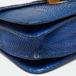 Celine Blue Python Large Classic Box Shoulder Bag