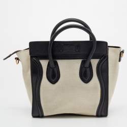 مملوكة مسبقًا Celine Beige/Black Canvas And Leather Nano Luggage Tote 