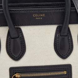 مملوكة مسبقًا Celine Beige/Black Canvas And Leather Nano Luggage Tote 