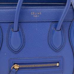 Pre Owned Celine Blue Leather Nano Luggage Tote