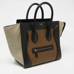 Pre Owned Celine Tri-Color Leather Mini Luggage Tote