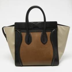 Pre Owned Celine Tri-Color Leather Mini Luggage Tote