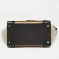 Pre Owned Celine Tri-Color Leather Mini Luggage Tote
