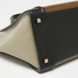 Pre Owned Celine Tri-Color Leather Mini Luggage Tote
