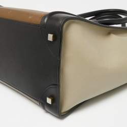 Pre Owned Celine Tri-Color Leather Mini Luggage Tote
