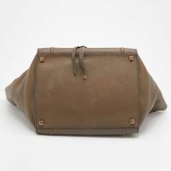 Pre Owned Celine Olive Green Leather Medium Phantom Luggage Tote