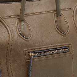 Pre Owned Celine Olive Green Leather Medium Phantom Luggage Tote