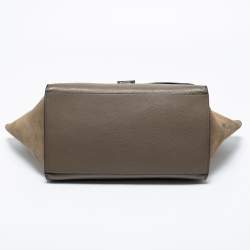 Pre Owned Celine Grey Leather And Suede Trapeze Medium Top Handle Bag