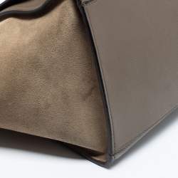 Pre Owned Celine Grey Leather And Suede Trapeze Medium Top Handle Bag