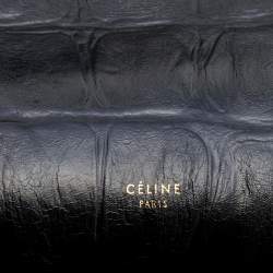 Pre Owned Celine Black Croc Embossed Leather Mini Belt Top Handle Bag