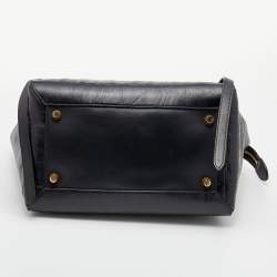Pre Owned Celine Black Croc Embossed Leather Mini Belt Top Handle Bag