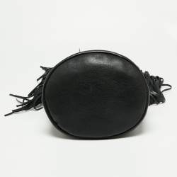 Celine Black Leather Studded Fringe Hobo