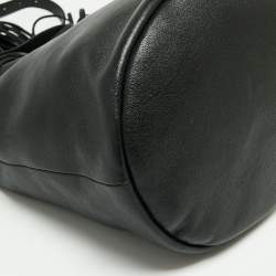 Celine Black Leather Studded Fringe Hobo
