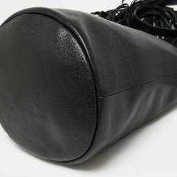 Celine Black Leather Studded Fringe Hobo
