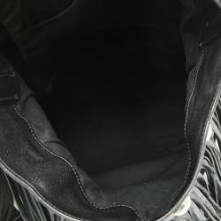 Celine Black Leather Studded Fringe Hobo