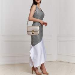 Pre Owned Celine Grey Leather Medium Classic Box Shoulder Bag