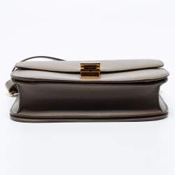 Pre Owned Celine Grey Leather Medium Classic Box Shoulder Bag