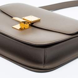 Pre Owned Celine Grey Leather Medium Classic Box Shoulder Bag