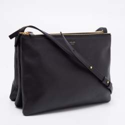 Pre Owned Céline Black Leather Large Trio Crossbody Bag