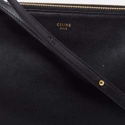 Pre Owned Céline Black Leather Large Trio Crossbody Bag