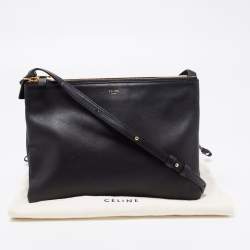 Pre Owned Céline Black Leather Large Trio Crossbody Bag