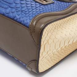 Pre Owned حقيبة يد توتس سيلين نانو لاغيدج جلد وجلد ثعبان ثلاثي اللون