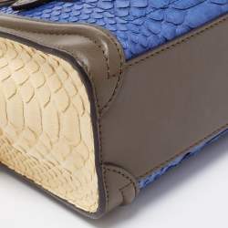 Pre Owned حقيبة يد توتس سيلين نانو لاغيدج جلد وجلد ثعبان ثلاثي اللون