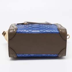 Pre Owned حقيبة يد توتس سيلين نانو لاغيدج جلد وجلد ثعبان ثلاثي اللون